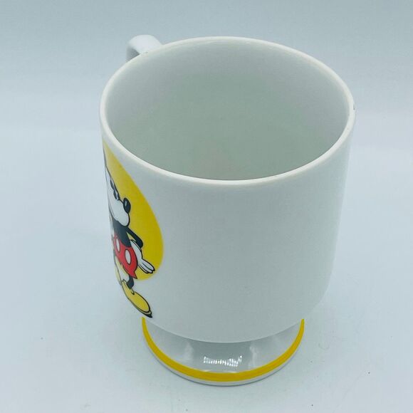 Vintage Pedestal Mickey Mouse Coffee Tee Mug Yellow Trim Walt Disney Productions - Picture 3 of 8